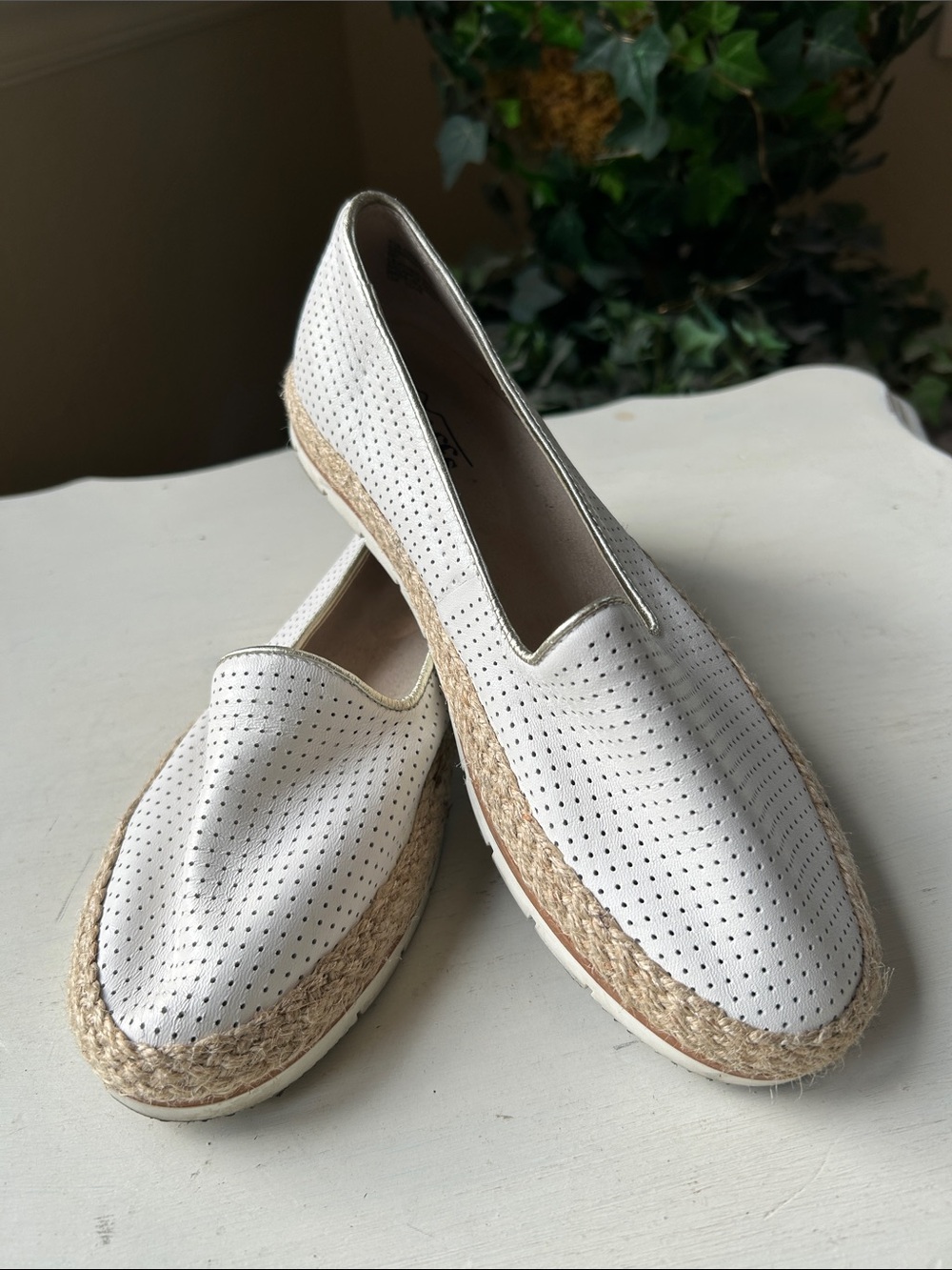 Cliffs by WHITE MOUNTAIN White Leather Perforated Espadrille Flats